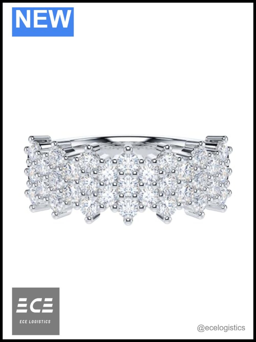 Sterling Silver 8mm Pave Honeycomb Cluster Promise Ring Wedding Ring